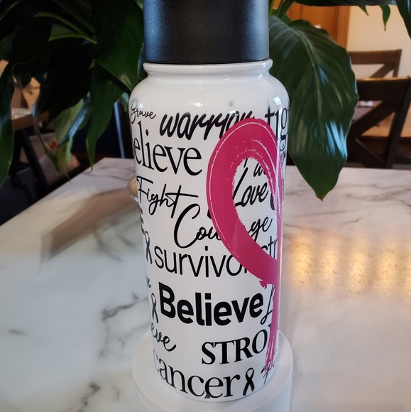 Cancer Warrior Motivational 32oz Hydro Handle Bottle Tumbler 💜sale - Picture 5 of 12